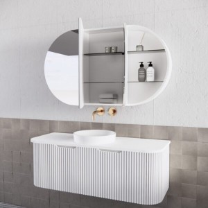 Paris Oval Matte White Shaving Cabinet 1174 * 702